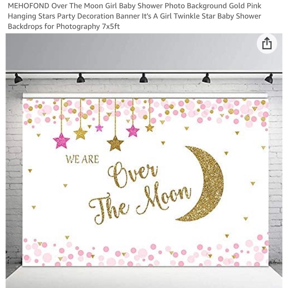 Over the moon picture backdrop for baby shower